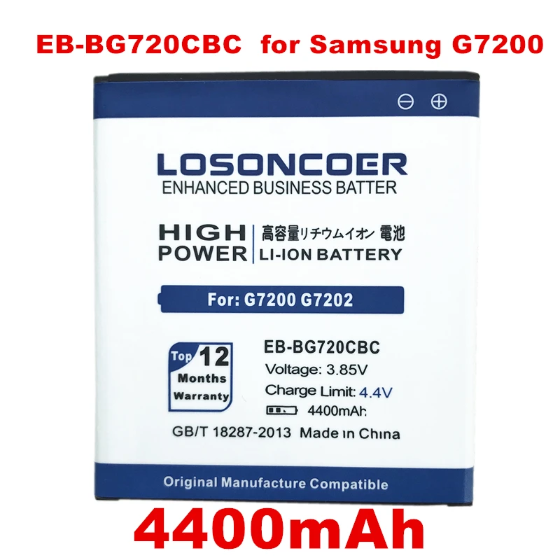 EB BG720CBC аккумулятор LOSONCOER 4400 мАч для Samsung Galaxy Grand3 G7200 G7202 G7208V G7209 Grand Max|battery for samsung|battery