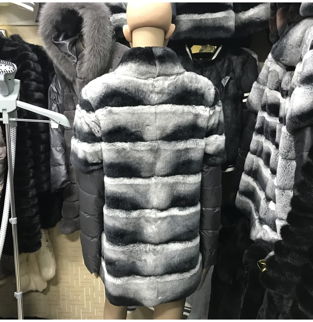 Женский Настоящий мех кролика пальто натуральная модная куртка с мехом кролика рекс зимняя теплая натуральная женская верхняя одежда из меха кролика рекс