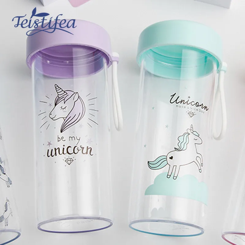 Teistifea 1 шт. Пластик бутылки Творческий мультфильм Rainbow Unicorn Портативный стороны
