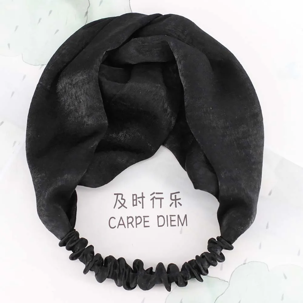 10 Hairband Лидер продаж Корея однотонная цветная атласная ткань ретро крест широкая головная повязка на голову Леди Дикий Sen аксессуары для волос - Цвет: 10 Hairband