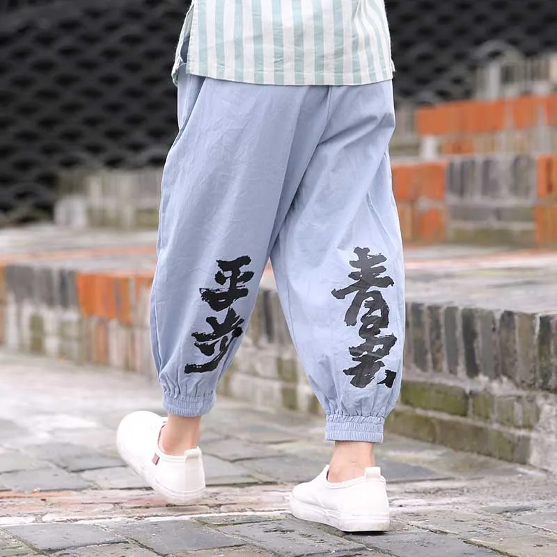 Hanfu/Китайская одежда для мальчиков; древний Топ и штаны; Национальный костюм; летняя традиционная китайская одежда династии Тан; DQS1663 - Цвет: pants 2
