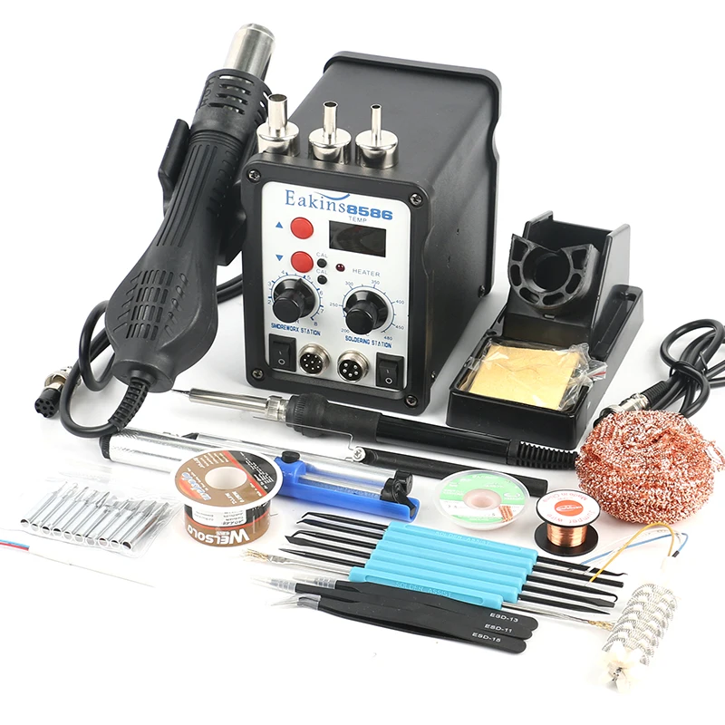 8586 Регулируемая паяльная станция SMD паяльник горячий воздушный пистолет 2 в 1
