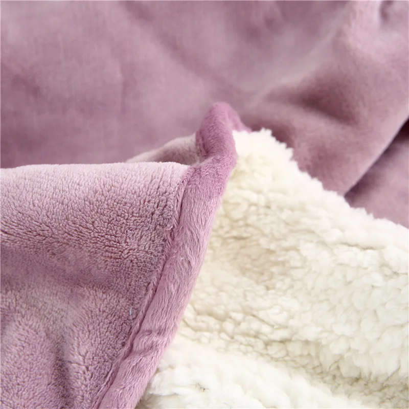 ZHUO MO 100X150cm pink Soft Warm Blanket Thickened flannel shawl Travel Sofa Solid Color Bed Fluffy home Office break Blanket