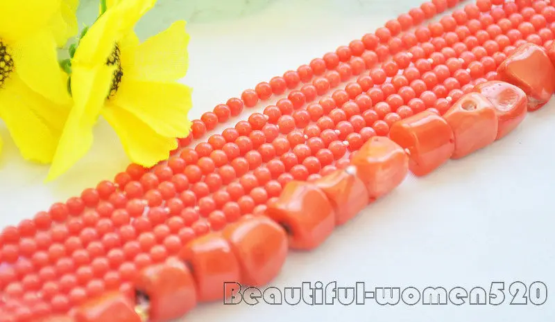 

Z7077 8Strds pink round bead baroque coral bead necklace 20inch