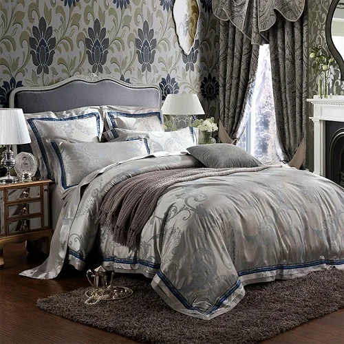 bedding set 1 Роскошный цвета: золотистый, серебристый сатиновый набор постельного белья Queen King комплект постельного белья из хлопка простыней на кровать пододеяльник постельное белье parure де горит ropa de Кама - Цвет: bedding set 1