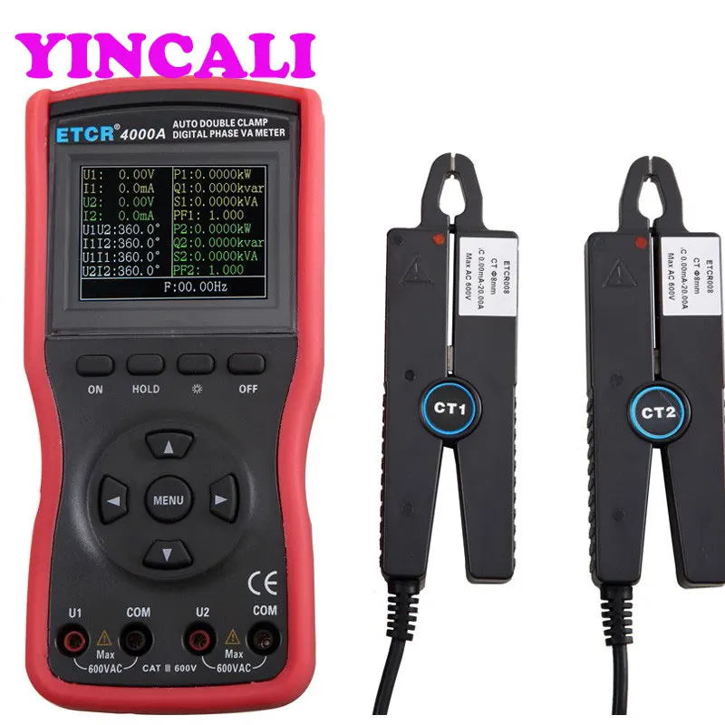 

Intelligent Double Clamp Digital Phase Volt-Ampere Meter ETCR4000A Simultaneous measurement of two AC current, voltage