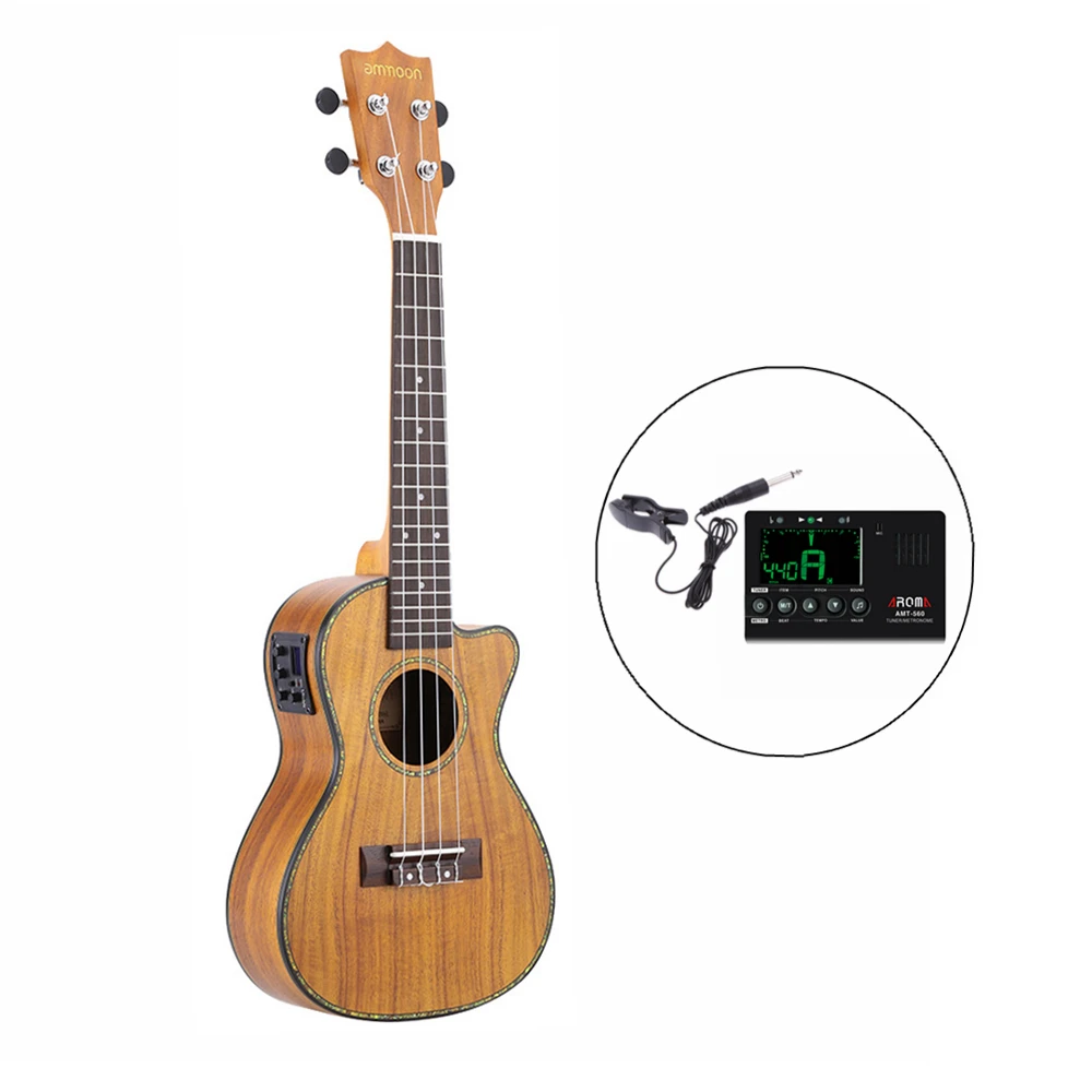 24 &quotCutaway миниатюрная гитара укулеле Гавайская с светодиодный EQ КоА фанера Каури