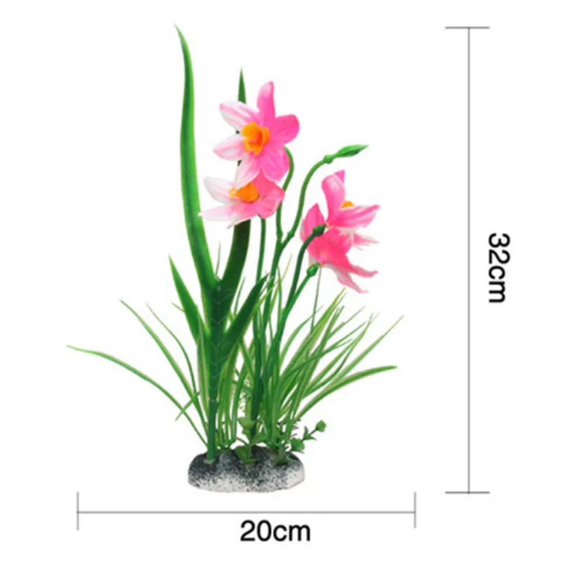 j-pink flower 1 шт., пластиковые аквариумные растения, украшение для аквариума, искусственные растения, трава, аквариум, искусственные растения, цветок, Высота 13-28 см - Цвет: j-pink flower