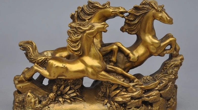 Фото 6"chines copper brass fengshui 3 Gallop Horse Success Auspicious lucky statue Дом и сад 6"chines copper brass fengshui 3 Gallop Horse Success Auspicious lucky statue Дом и сад