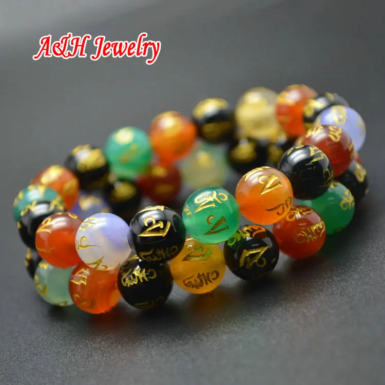 Молитвенные буддийские браслеты с четким камнем 10 мм золотыми бусинами и