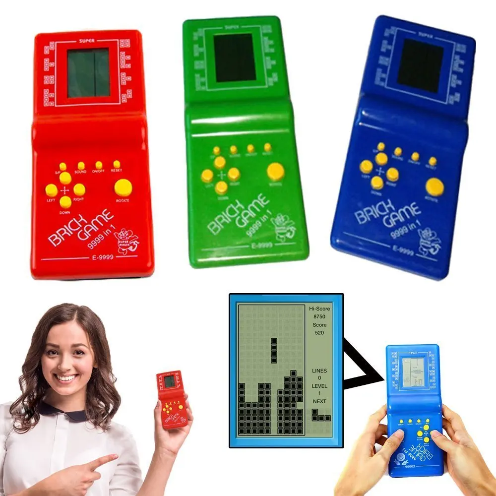 Классическая портативная игровая машина тетрис кирпичная игра детская игровая машина с воспроизведением музыки без батареи