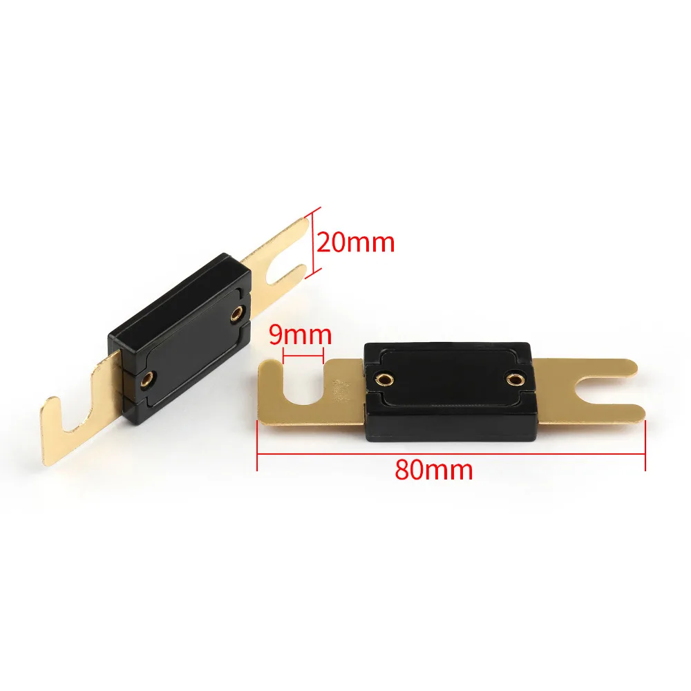 Areyourshop предохранитель 30A-500A AMP ANL Тип Позолоченные лезвия предохранители для авто стерео аудио 2 шт. предохранители разъем