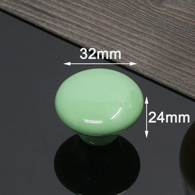 Green-small Фэн Е карамельный цвет круглая мебель ручки керамические ручки для ящиков шкаф кухонные ручки ручка мебель для детской комнаты оборудование - Цвет: Green-small