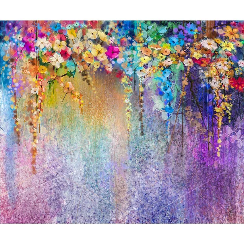 

7x5ft Purple Sequins Chic Floral Flowers Branch Custom Washable Wrinkle Free Photo Studio Background Backdrop Polyester Fabric