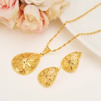 new ethiopian jewelry set pendant necklace earringjewelry 24k gold color eritrea habesha women party african charms diy gift