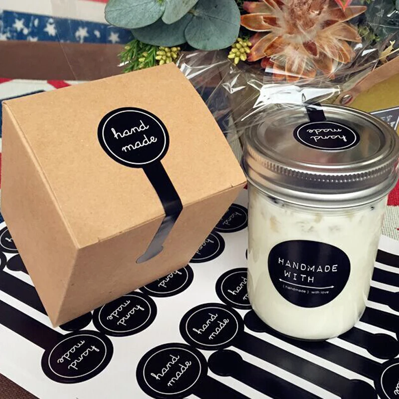 10x3 см черно-белая наклейка ручной работы печать ярлык этикеток 200 шт. этикетки