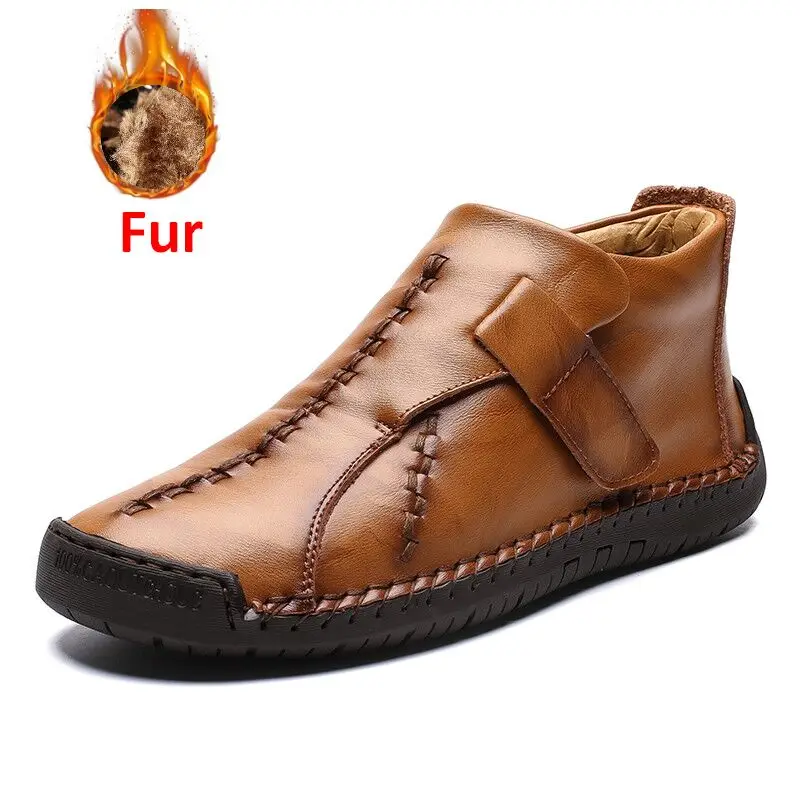 BROWN Fur ZINYU/ г. Новые модные мужские ботинки высококачественные зимние ботильоны из спилка теплая меховая плюшевая зимняя обувь размера плюс 38-48 - Цвет: BROWN Fur