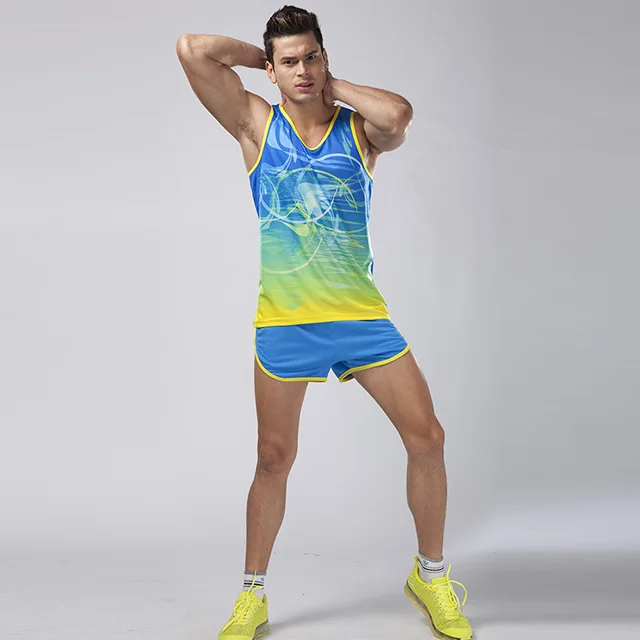 Men blue colors Футболка для футбола для мужчин, тренировочный футбольный комплект, спортивная одежда для женщин, марафонский жилет+ шорты, набор для бега, спортивная одежда - Цвет: Men blue colors