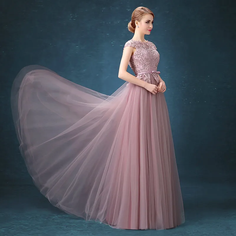 Robe De Soiree/Новое темно-розовое кружевное длинное вечернее платье с цветочным узором для невесты, элегантное вечернее платье в пол с открытой спиной