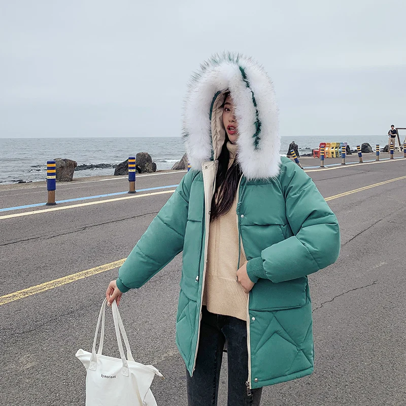 2019 New style Fur Parkas Coat Women Fashion Casual Cotton Tops Winter Warm Lady Mid-long Hooded Ladies Jacket Female Outerwear | Женская