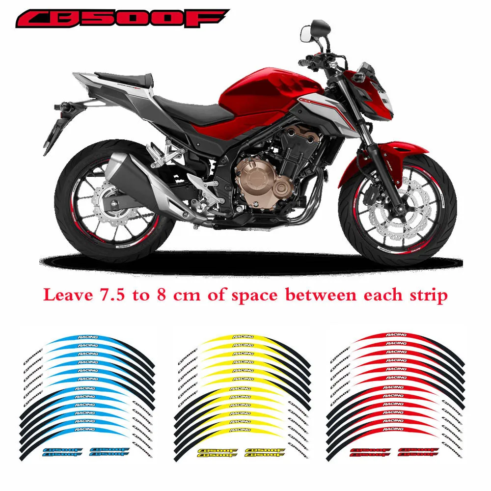 

New Motorcycle front&Rear Edge Outer Rim Sticker Wheel Decals Reflective waterproof 17inch stickers For Honda CB500F