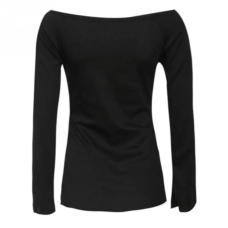 Демисезонный Для женщин футболки с длинным рукавом v-образным вырезом боты-вниз