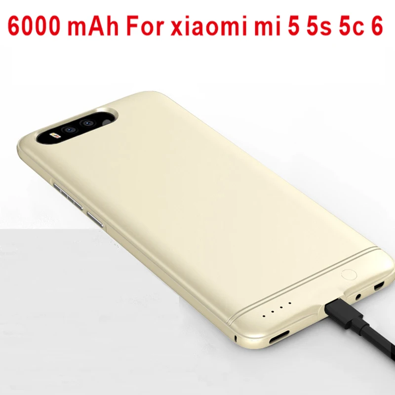 6000 мАч для xiaomi mi 5 5S 5c 6 Чехол внешнего резервного зарядного устройства чехол