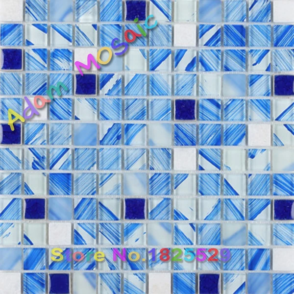 Ocean blue стекла ванной мозаика голубой плитки белый кухонные столешницы дизайн