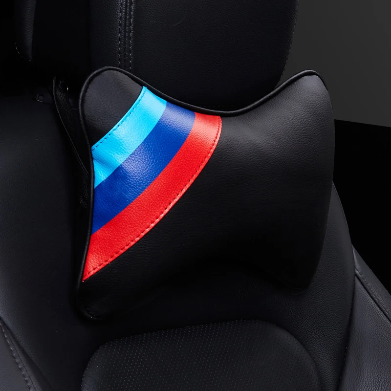 

Universal Car Seat Neck Pillow Memory Headrest Pillow M Flag for BMW Three Primary Colors PP Cartoon Bone Leather Comfortable