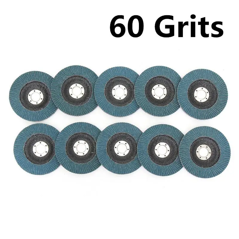 60 GRIT 10 шт. 125 мм профессиональный инструмент Лепестковые диски 5 дюймовые наждачные круги 40/60/80/120 Грит абразивные диски лезвия для угловая шлифовальная машина - Цвет: 60 GRIT