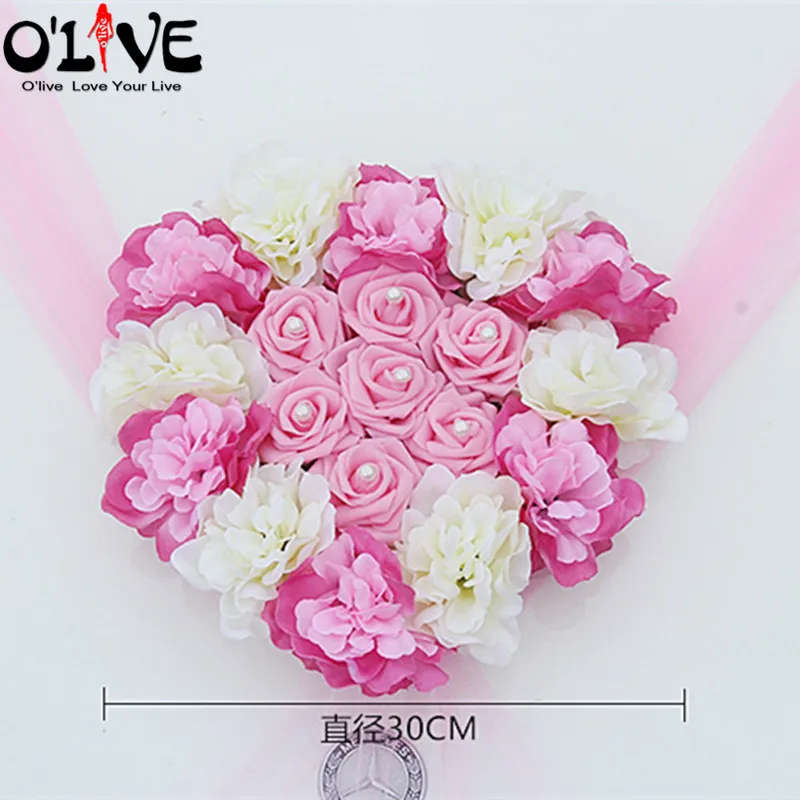 Artificial Flowers Car Decoration Sets Wedding Pompoms Silk Flower Foam Pearl Garland DIY Wreath Accessories | Дом и сад
