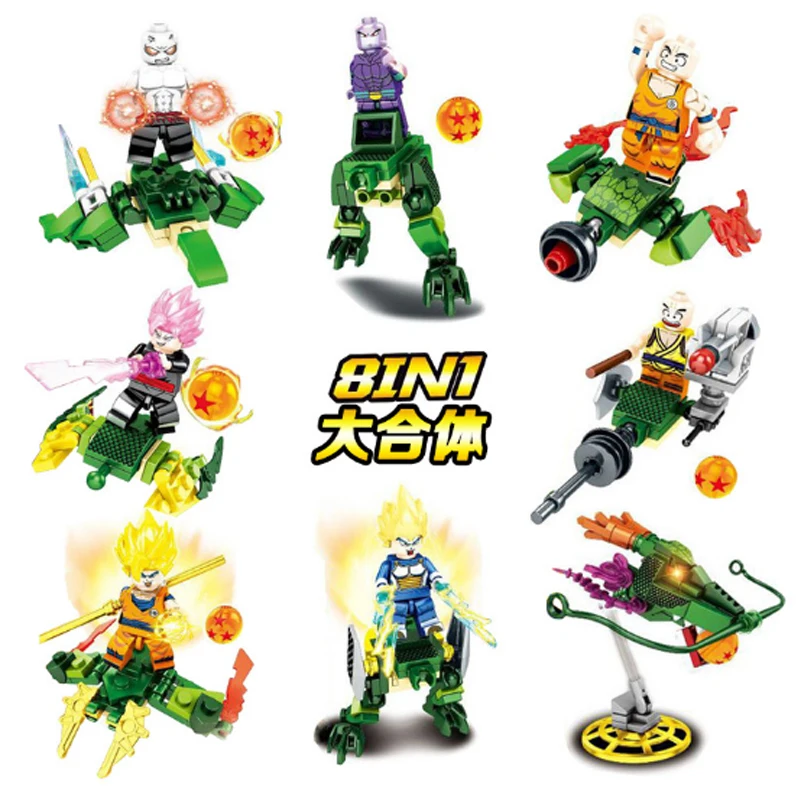 SY1236 Dragon Ball Super 8 в 1 призванный Shenlong Sun Wukong Vegeta Klinji даже вогнутый строительные блоки