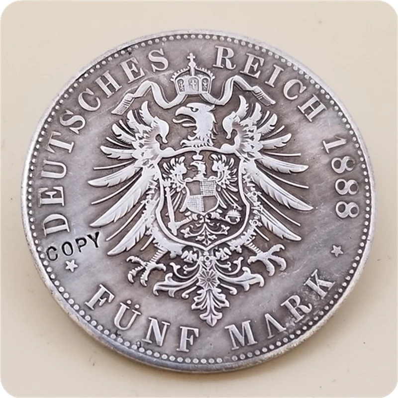1888 немецкие Штаты(Пруссия) 5 Mark-Wilhelm II копия монеты
