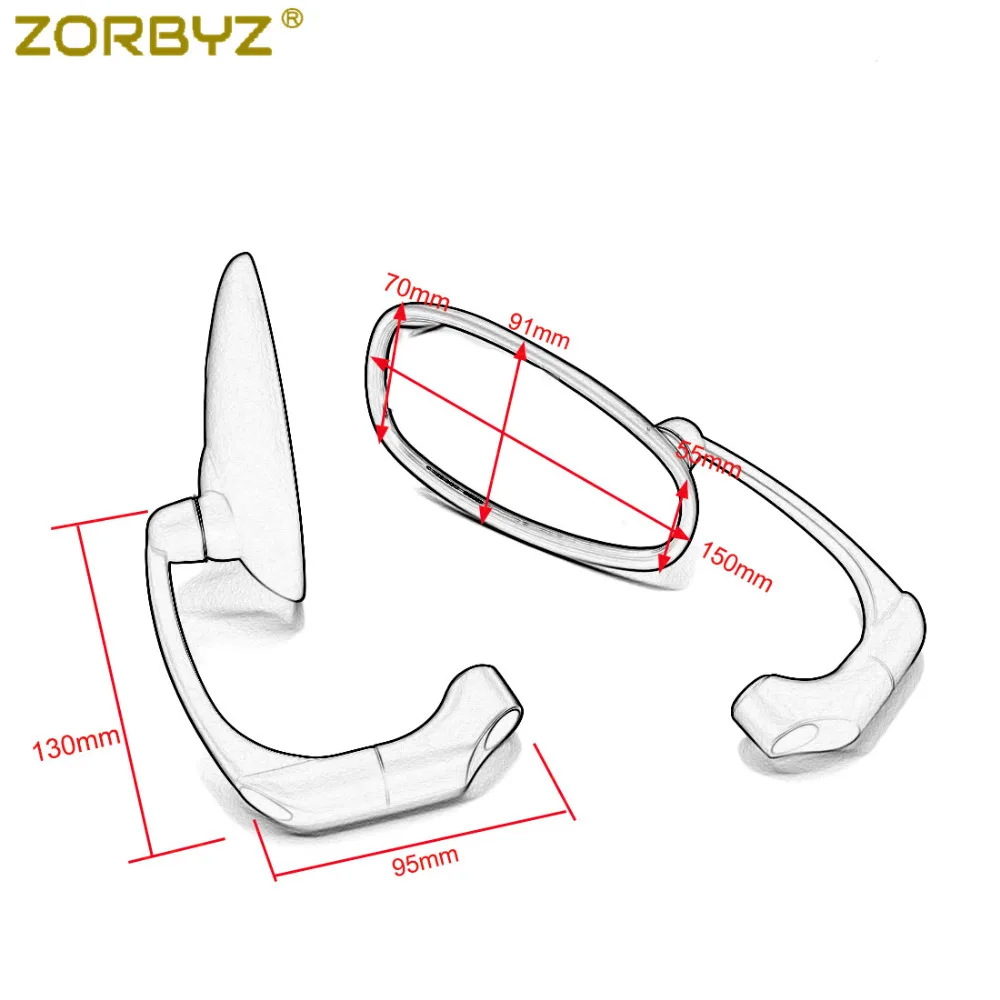 ZORBYZ мотоциклетное черное L образное Ретро овальное боковое зеркало заднего вида