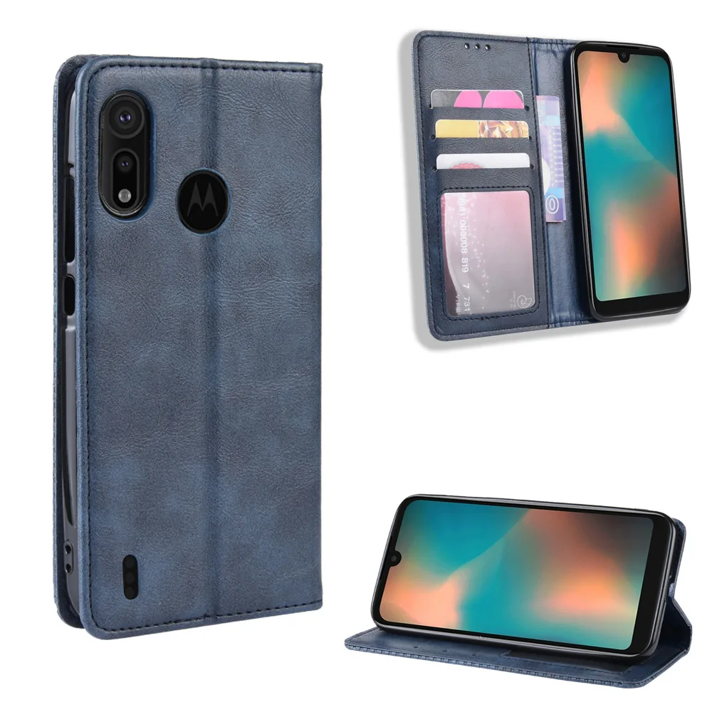 Кожаный чехол книжка для Motorola P40 Play винтажная задняя крышка телефона Moto P 40 с