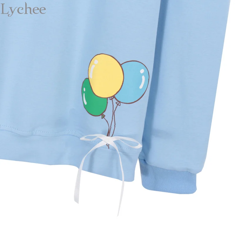 Весенне осенний Женский свитшот Lychee пуловер с длинным рукавом и принтом в виде