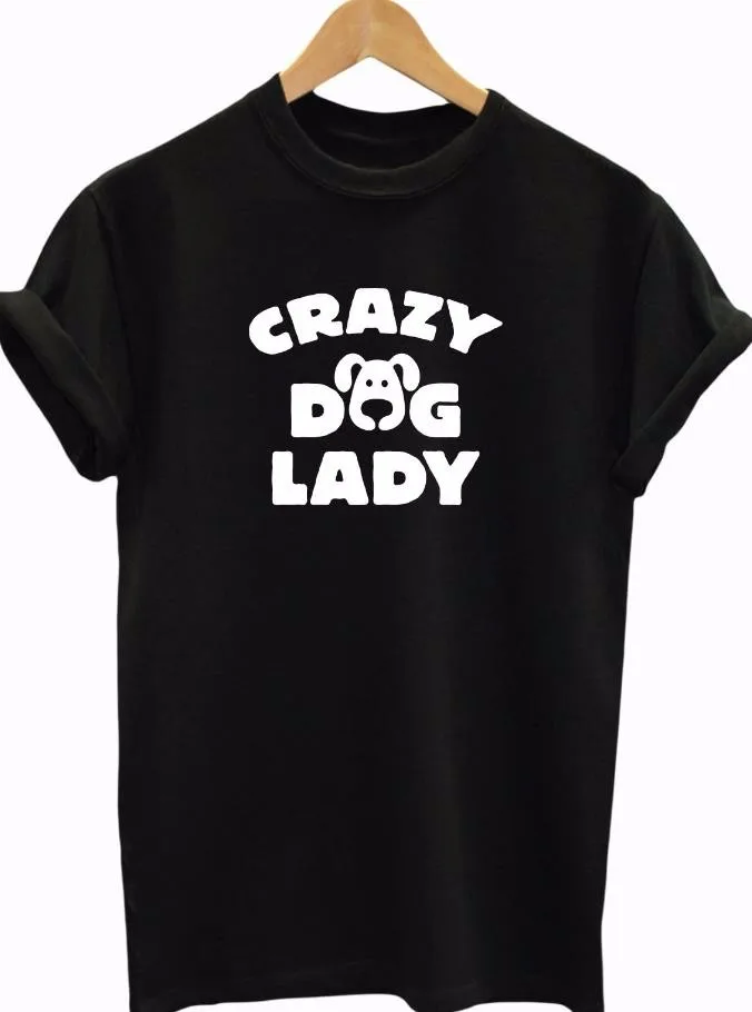 Женские хлопковые футболки с принтом CRAZY DOG Повседневная забавная футболка для