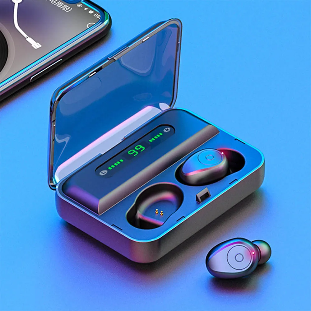 F9-5 G02 беспроводные Bluetooth наушники 5,0 сенсорные наушники 9D стерео музыка гарнитура Управление светодиодный дисплей с 3300 мАч power Bank - Цвет: F9-5