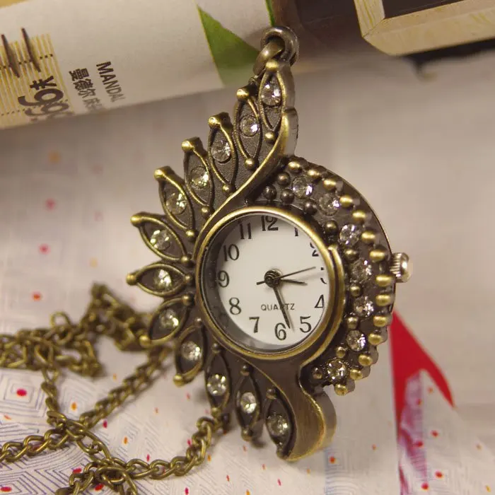 Женские и мужские часы в стиле стимпанк кварцевые карманные из бронзы латуни с