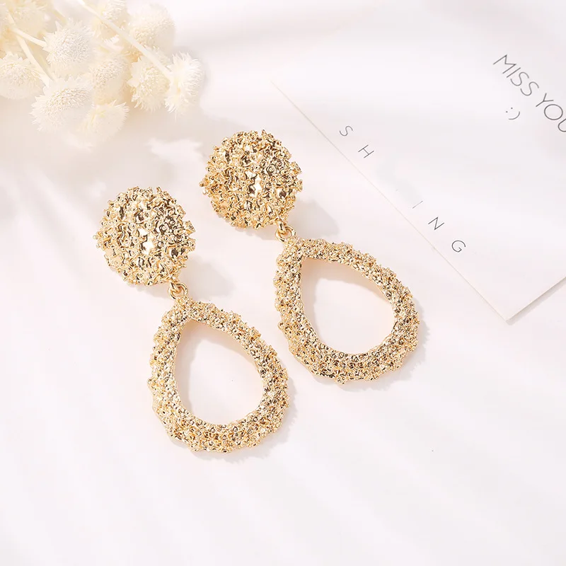 Modyle Exaggeration Large Geometric Irregular Gold Color Big Metal Dangle Earrings For Women Fashion Punk Statement | Украшения и