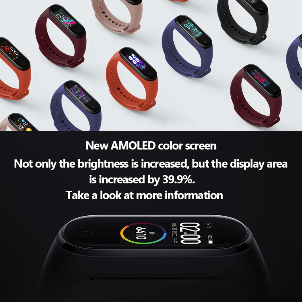 Presale оригинальный Xiaomi Mi смарт браслет 4 Bluetooth 5 0 AMOLED цветной сенсорный экран