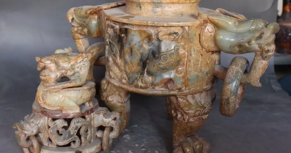 Бесплатная доставка 16 &quotКитайский Нефритовый дракон собака Фу Собака Лев ручка