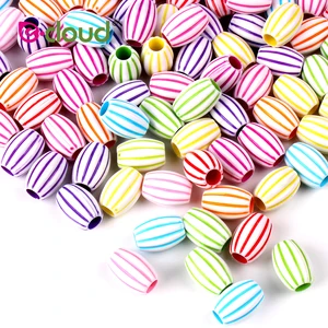 Бусины для волос акриловые, овальной формы, цветные, 50шт.пакет