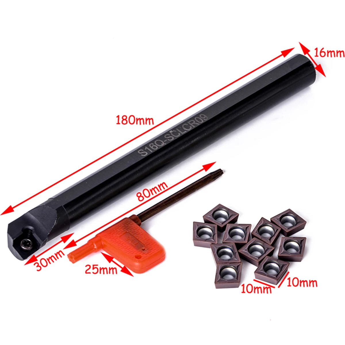 1 шт. S16Q-SCLCR09 сверлильный стержень 16 мм хвостовик токарный инструмент держатель+ 10 шт. CCMT09T3 стальные вставки+ T15 гаечный ключ