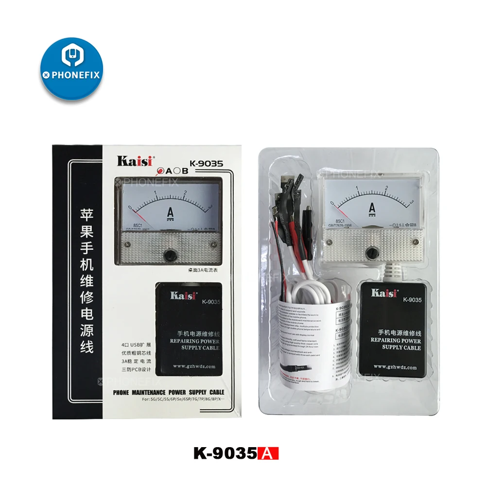 PHONEFIX K 9035 A/B DC кабель питания с мультиметром дисплей Запчасти для iPhone 5S 6 6S 7 8 X MAX XR
