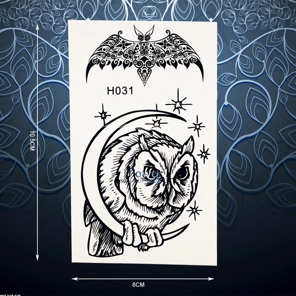 Новая подвеска в виде полумесяца татуировка совы наклейка водонепроницаемая