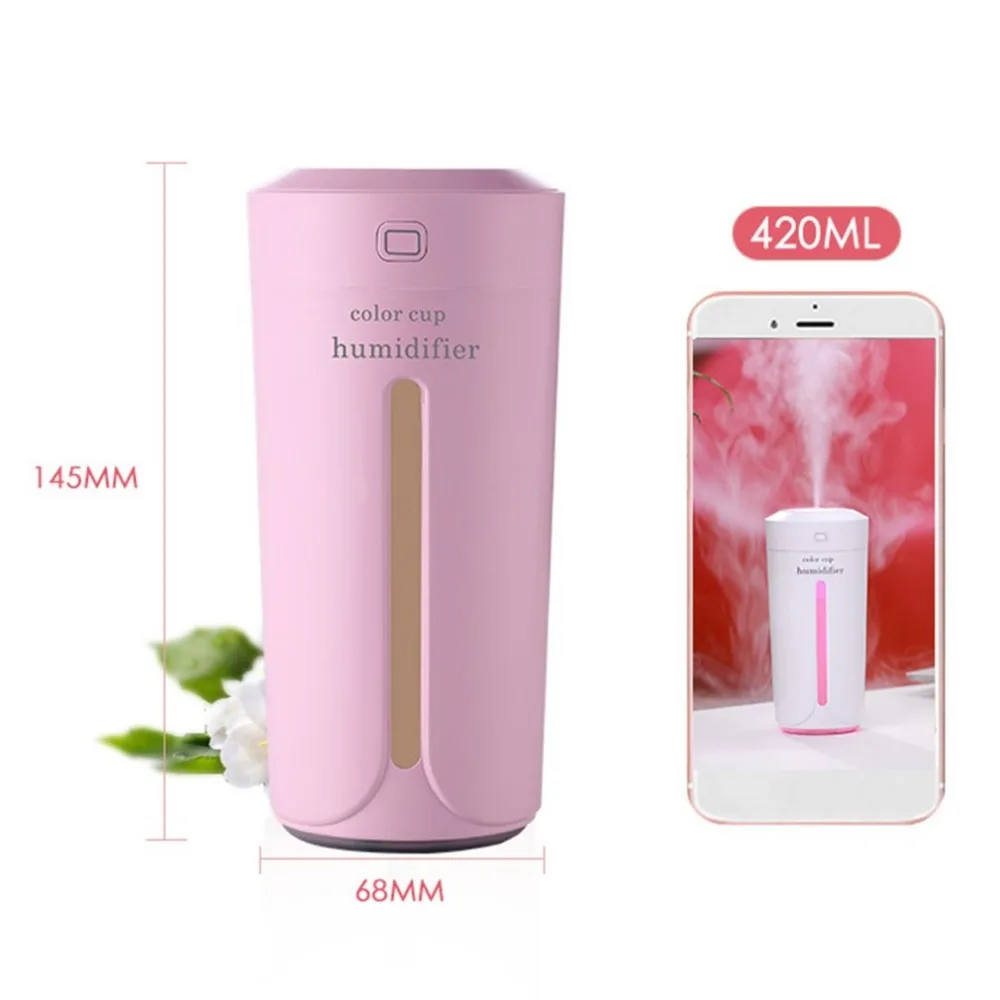 

2018 New Mini Cup Shape Air Humidifier Mist Maker HumidifierAir Moistener Noiseless Colorful Night Light Mist Maker For Car Home