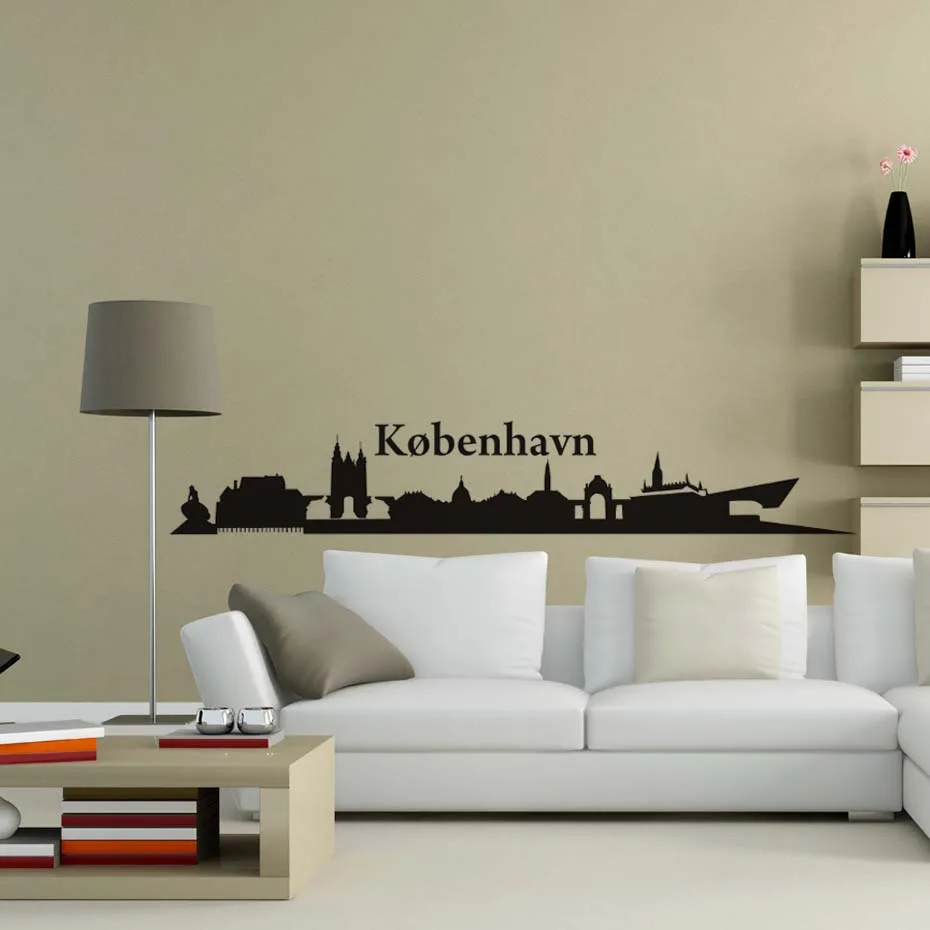 DCTOP Denmark Copenhagen Silhouette Wall Sticker Removable PVC Decals Self Adhesive Wallpaper Living Room Art | Дом и сад