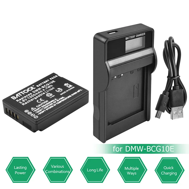 Bonacell 1300mAh аккумуляторная батарея + LCD зарядное устройство USB кабель для DMW-BCG10 DMW BCG10