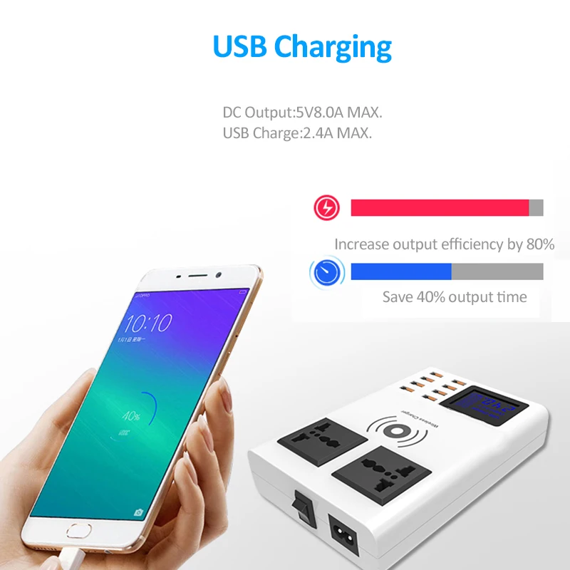 8 мульти Порты и разъёмы USB Зарядное устройство концентратор Qi Беспроводной